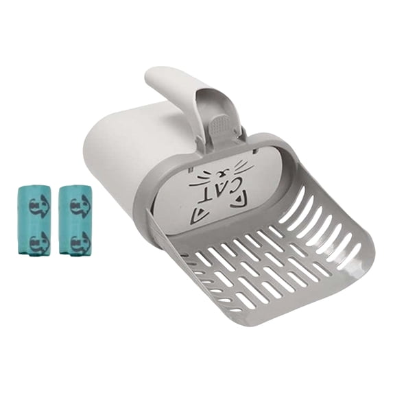 Cat Litter Scoop with Holder and 2 Cat Litter Bags, Durable Litter Scooper for Clumping Kitty Litter, Indoor Cat Accessories, Convenient Poop Scooper for Litter Box, Practical Pet