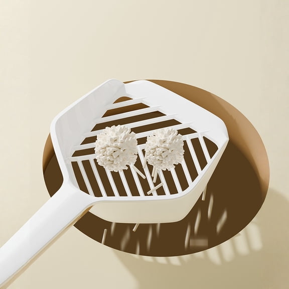 Cat Litter Scoop with Holder, Heavy Duty Color-Block/Scooper Set with Caddy, Wall-Mounted Pet Cleaning Tool for Easy Litter Box Maintenance, 1Pcs White