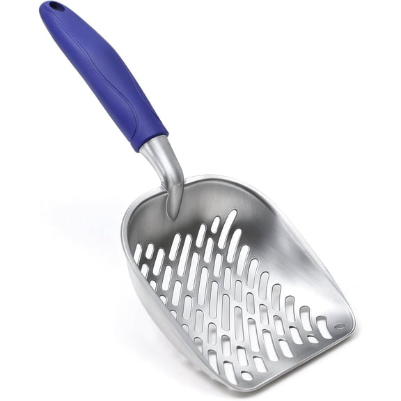 Cat Litter Scoop, Large Long Handle Kitty Metal Scooper, Heavy Duty Aluminum Deep Sifter, Ergonomic Non-Slip Grip, Rustproof Durable Poop Cleaner for Cat Litter Box