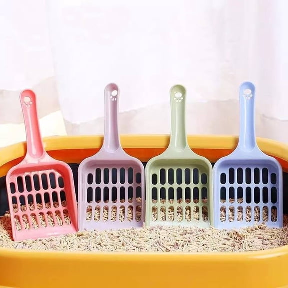 Cat Litter Scoop Macaron Color Grid Design, Portable Pet Waste Shovel for Litter Box, Pet Cleaning Tool for Cat Sanitation in Spring