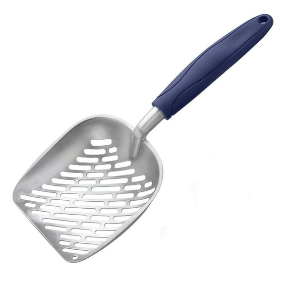 Cat Litter Scoop, Metal, 13.8 x 5.3 in, Deep Shovel Poop Sifting with Long Handle, Pooper Lifter Works with All Type of Cat Litter, with Holder