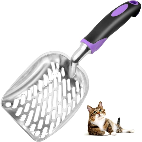 Cat Litter Scoop-Metal Cat Scooper-Long Handle Scoop,Cat Scooper-Poop Sifting-Mesh Shovel-Suitable for Cat Litter Box