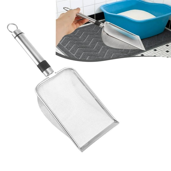 LEDMOMO-Cat Litter Scoop Stainless Steel Mesh Scooper Handle Deep Shovel Non-Stick Coated Metal Litter Scoop for Litter Box Kitten Pooper Lifter