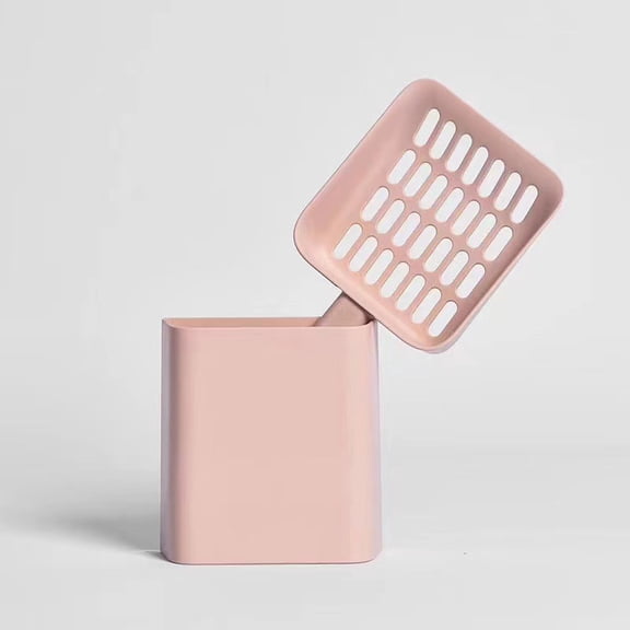 Cat Litter Scooper with Caddy Holder, Cat Scooper for Litter Box with Stand, A Nice Addition to cat Litter Tray Box, Store The cat Litter Scoop When not in use, Modern, Durable and Cute -Light Pink