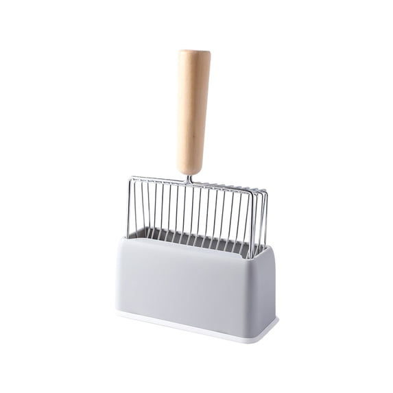 Cat Litter Scooper with Holder, Metal Cat Litter Scoop Deep Shovel Kitty Poop Scooper Stand for Litter Box, Fast Sifting Kitty Poop Scooper Caddy Poop Scooper Stand for Easy Cleaning