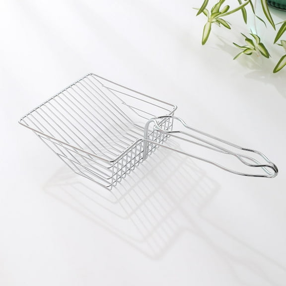 Cat Litter Scooper Pet Litter Scooper Kitty Scooper Long Handle Metal Sifter Argent