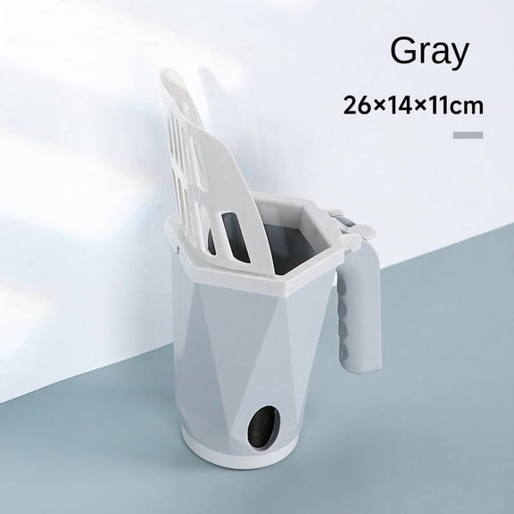 Cat Litter Scooper with Large Capacity, Built-in Poop Bag, Self-Cleaning Kitty Shovel for Toilet Tray Box Cleaning