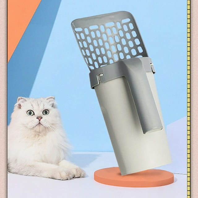 Large Capacity Cat Litter Scoop with Builtin Bag Holder, Heavy Duty