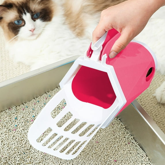 Cat Litter Shovel, Self-Cleaning Scoop with Stainless Steel Filter, Ergonomic Non-Slip Handle, Durable ABS Plastic, Compact for Travel, Odor-Proof Waste Removal Tool