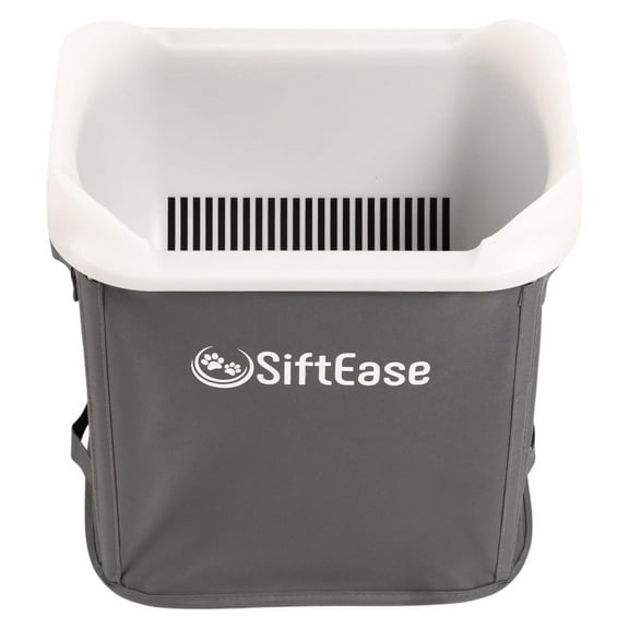 Cat Litter Sifter - SiftEase Litter Box Sifting, Fast & Easy Free Cleaner, Large Sifter with Bin for Longer Lasting Litter (Dark Grey)