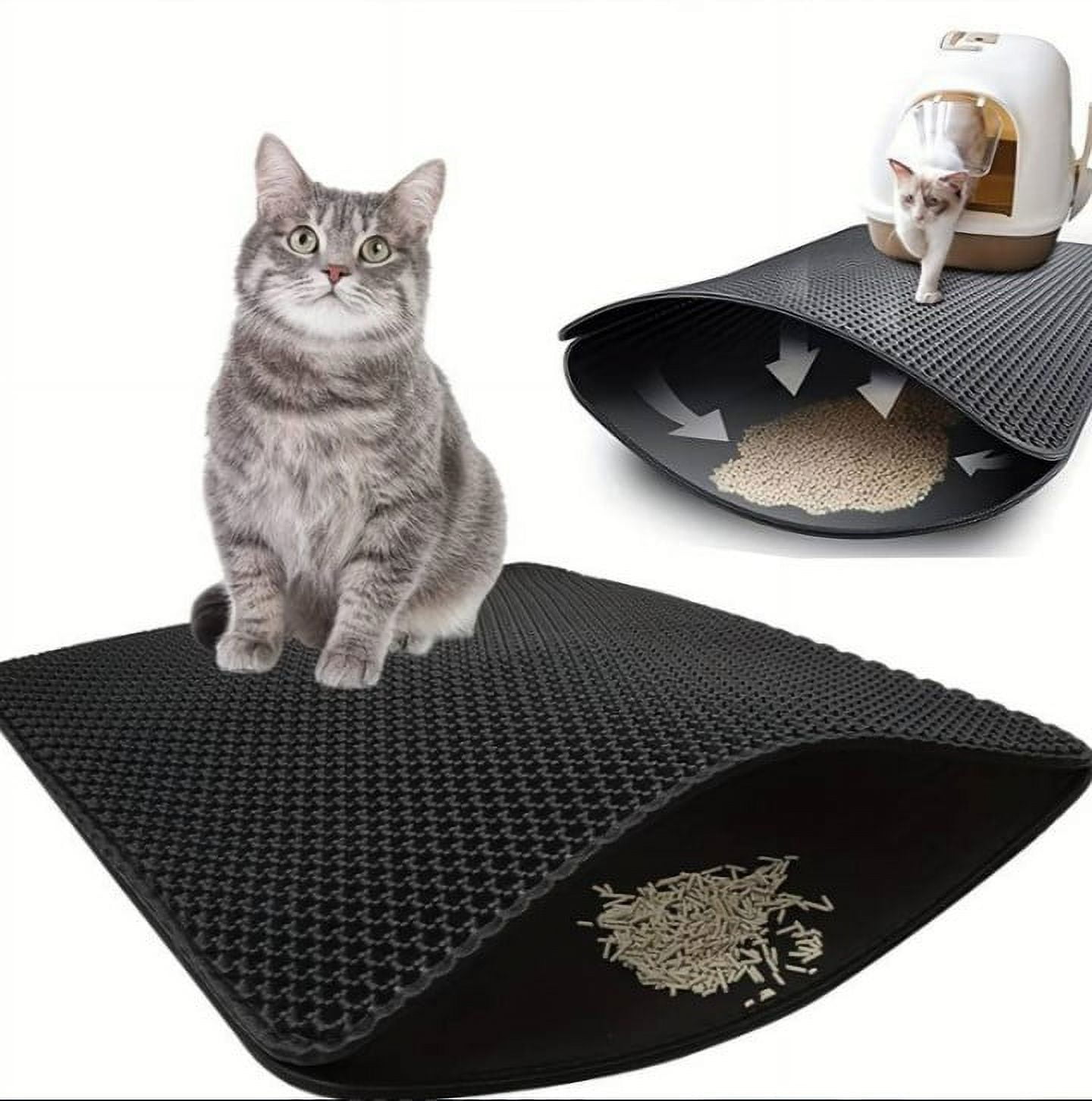 Cat Litter Sifting Mat Black Large Size (32" X 23") Unscented