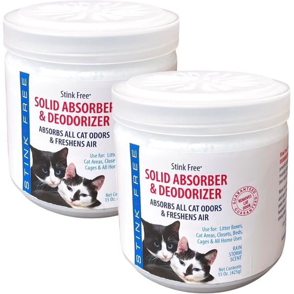 Cat Litter Solid Deodorizer, Absorber & Room Purifier - Air Freshener, Bathroom Odor Eliminator, Basement, Control Bedroom Odor, House, Office etc. 15 oz. Rainstorm Fragrance (2 pack)