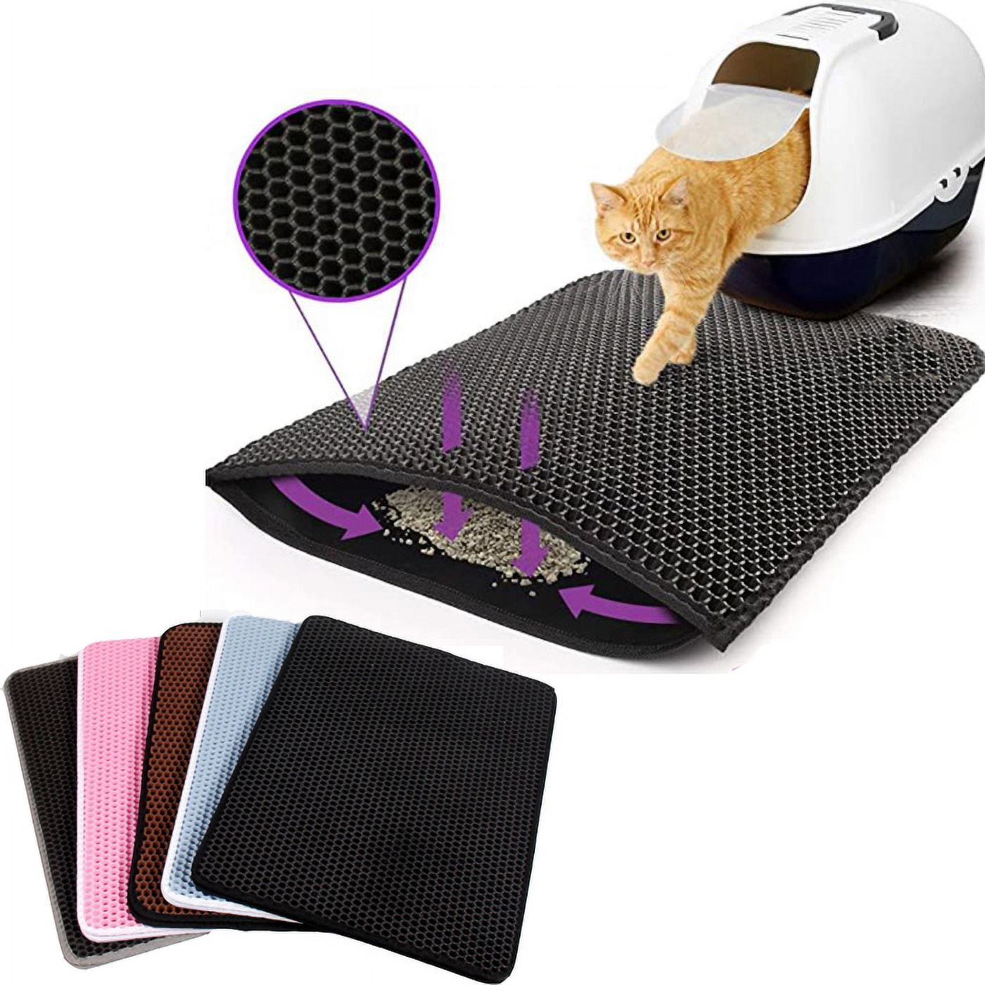 Cat Litter Trapping Mat,Black Double Layer Kitty Litter Trapper Pad