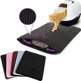 Cat Litter Mat,Litter Box Mat,Honeycomb Double Layer Litter Trapping Mat,Waterproof  Urine Proof Kitty Litter Mat,Easy Clean Scatter Control (32.28''X24.8'',  Black) 