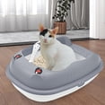 thumbnail image 1 of Cat Litter Tray,Cat Open Durable Semi Enclosed,Semi Open Kitten Toilet Tray Pet Indoor Kitty,Portable Kitten Clean Toilette Sand Box Container,Easy to Clean Bedpan with Frame Gray L, 1 of 8
