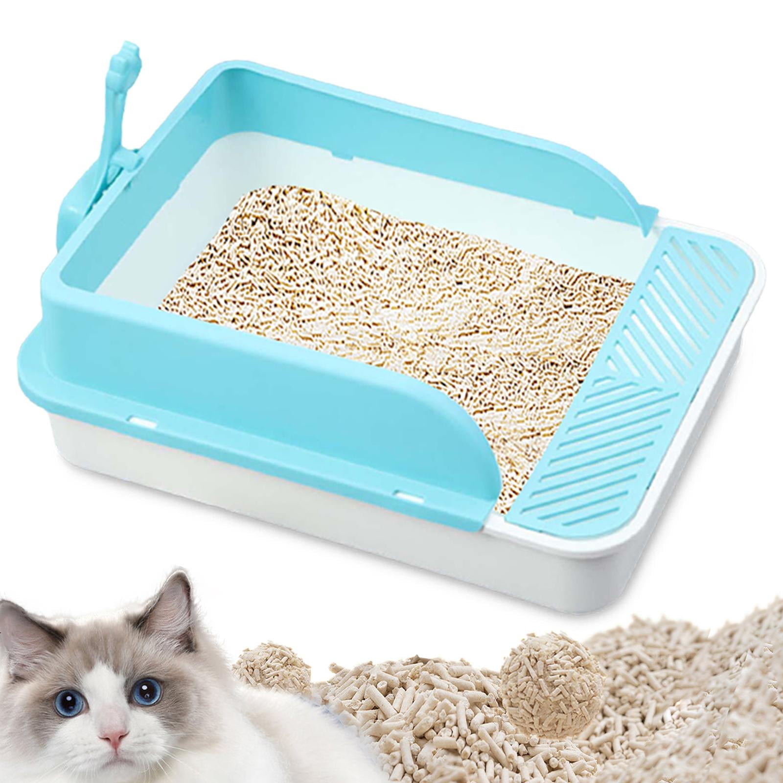 Cat Litter Tray Kitty Litter Pan Cat Sand Box Semi Enclosed Open Top Pet Kitten Toilet for Small Animals Easy to Clean No Odor White and Pink XL Walmart