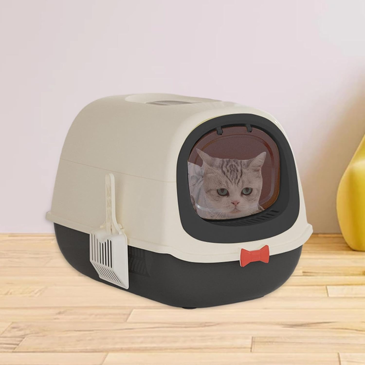 Cat Litter Tray with UV and Scoop Cat Litter Box Non Sticky Easy Clean Anti Urine Leakage