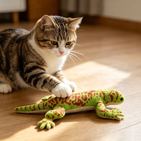 Cat Lizard Toy with Catnip and Crinkle Sound, Interactive Plush Kicker Toy for Cats, Durable Fabric Teaser with Squeaker for Hunting Exercise Boredom Relief and Indoor Play