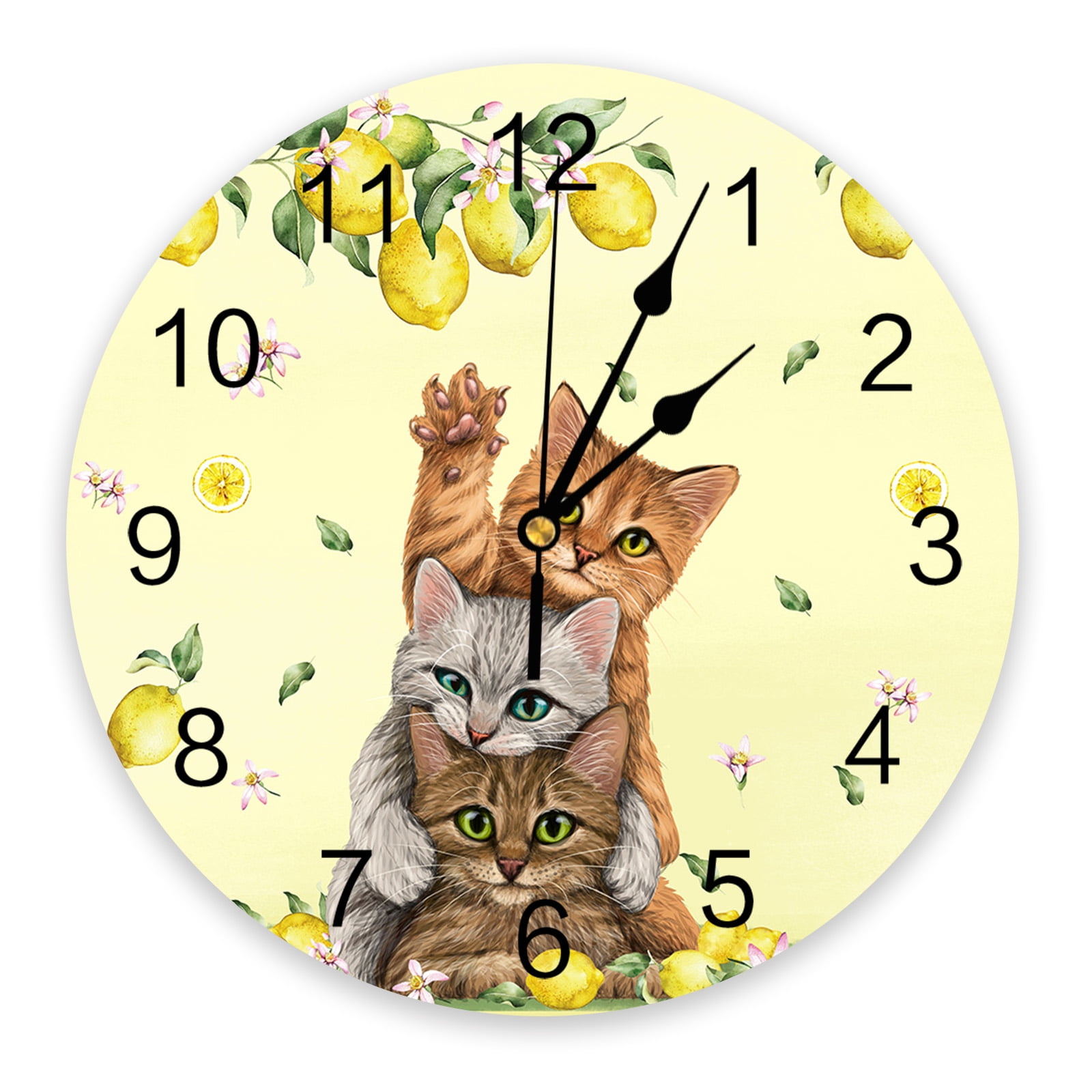 Cat Looking Straight Silent Decorative Wall Clock Digital Clock ...