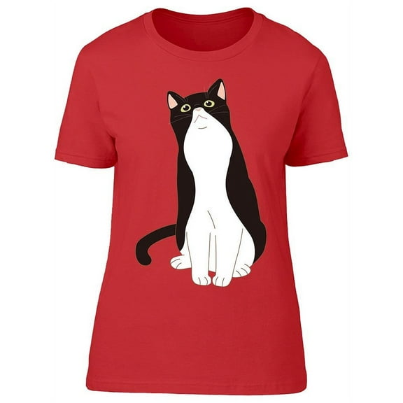 Cat Looking Up Drawing T-Shirt Women -Image by Shutterstock, Female Large