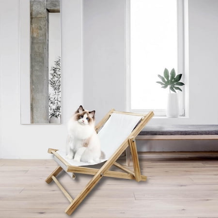 Cat Lounge Chair Cats Raised Bed Large Comfortable Sleeping Resting recliner Cat Hammock Bed Pet Cot for Puppy Dogs Indoor Cats Small Animal White