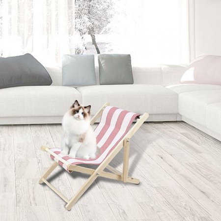 Cat Lounge Chair Pet Cot Furniture Folding Cat Chair Floor Standing Adjustable Cat Hammock Bed Cats Elevated Bed for Kitten Dogs Puppy Bunny Pink