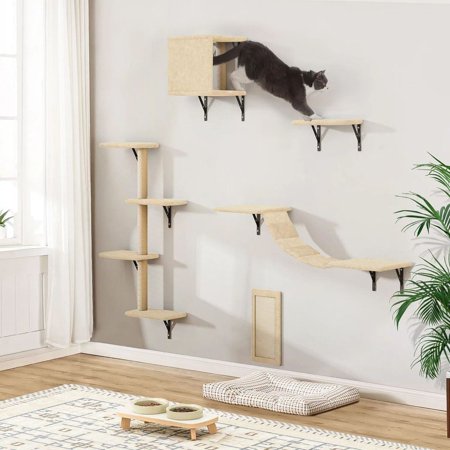 Cat Lounging Climbing Cat Tree for Large Beige