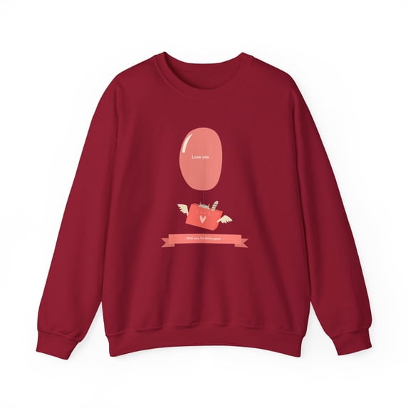 Cat Love Balloon Sweatshirt, Love Sweatshirt, Cat Sweatshirt, Valentine's Day Sweatshirt, 50/50 Cotton-Poly Animal Sweatshirt 129