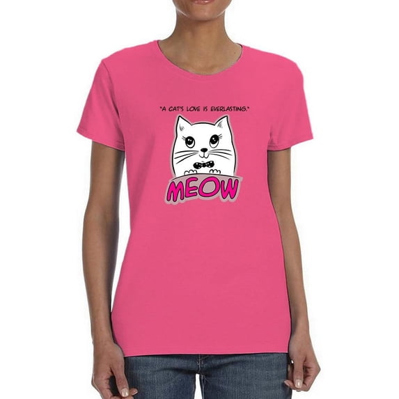 Cat Love Is Everlasting Meow Shaped T-Shirt Women -Image by Shutterstock, Female Medium