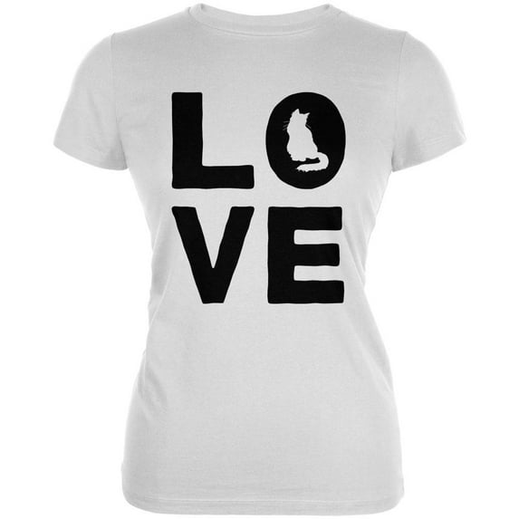 Cat Love Juniors Soft T Shirt White 2XL