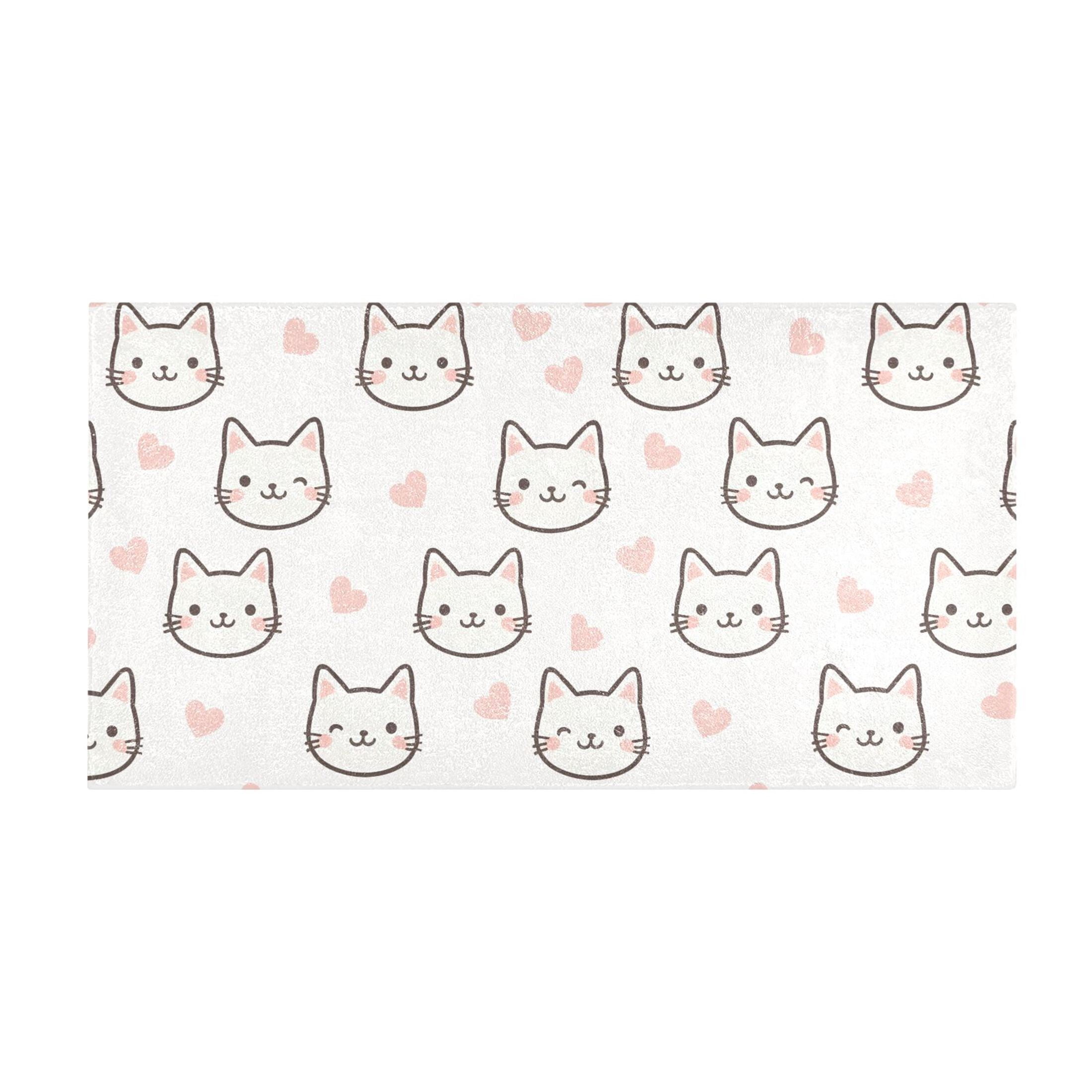 Cat Love Pattern Bath Mat 39x20 Inch Soft Absorbent Non-Slip Plush ...