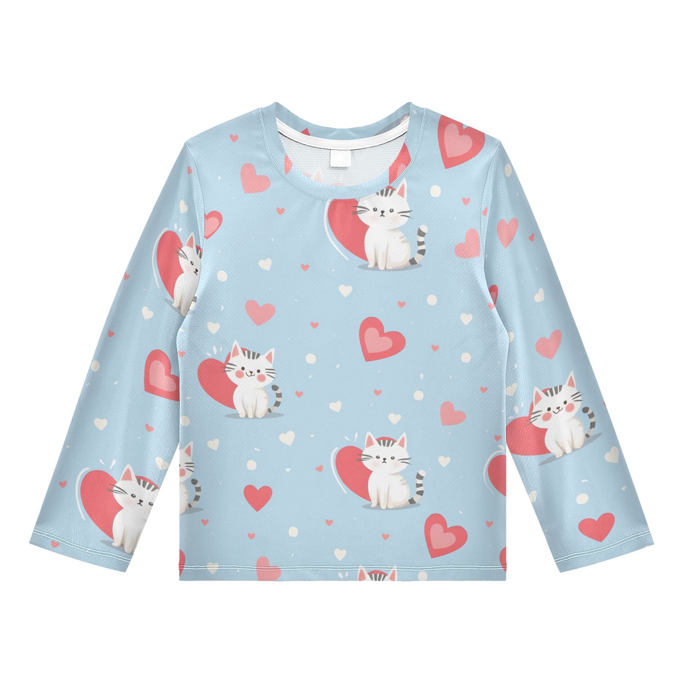 Cat Love Pattern Boys' Rash Guard Shirts UPF 50 Plus Sun Protection ...