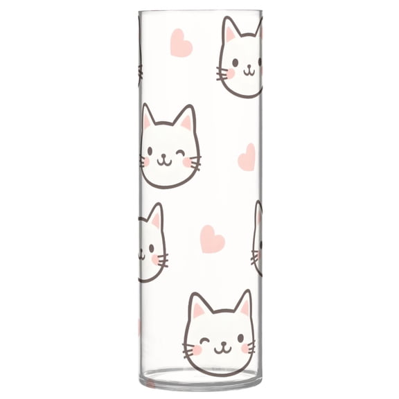 Cat Love Pattern Vase Flower Vase Clear Unbreakable Plastic Tall Decorative 11.8in