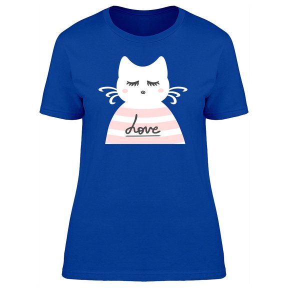 Cat Love Striped Cat T-Shirt Women -Image by Shutterstock, Female Large
