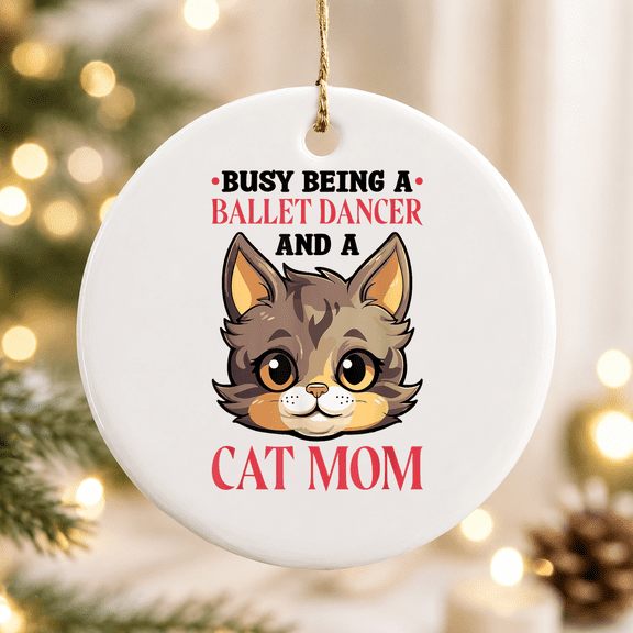 Cat Lover Ballet Dancers for Ballet Dancing Christmas Ornament, Feline Keepsake Decor, Ceramic Ornament