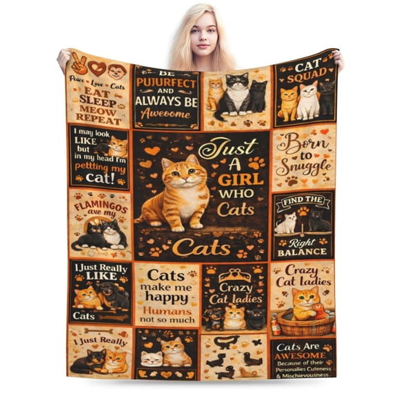 Cat Lover Blanket Gift Throw Blanket Cute Cat Pattern Blanket Cozy Soft Home Decor Gift for Cat Lovers and Cat Moms 50x40