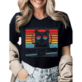 thumbnail image 1 of Cat Lover Cat Dad Vintage Sunset Cat Graphic Tees Mens T shirt Shirts Black White S-5XL Tops, 1 of 4