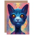 thumbnail image 1 of Cat Lover Cosmic Space for Wife Her Mum Sister Daughter Mom Gran Nan Birthday Thank You Congratulations Blank Art Greeting Card, 1 of 3
