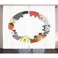 thumbnail image 1 of Ambesonne Cat Lover Curtains 2 Panel Set, Friendly Faces Circle, 108" x 108", Multicolor, 1 of 3