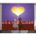 thumbnail image 1 of Ambesonne Cat Lover Curtains 2 Panel Set, Cat Couple Heart Moon, 108" x 108", Multicolor, 1 of 3