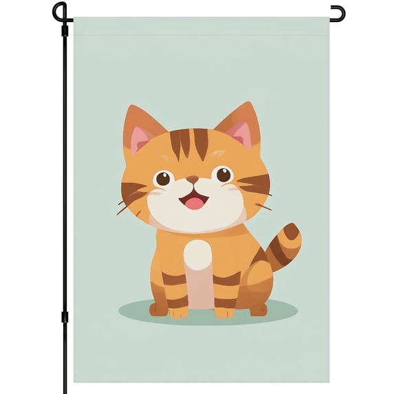 Cat Lover Double-Side Outdoor Garden Flag Kitten Soft Colors Cartoon Style Durable Animated Decoration Cute Cats Fluffy Cat Garden Flags for Home Balcony Yard House Patio (28x40inch)