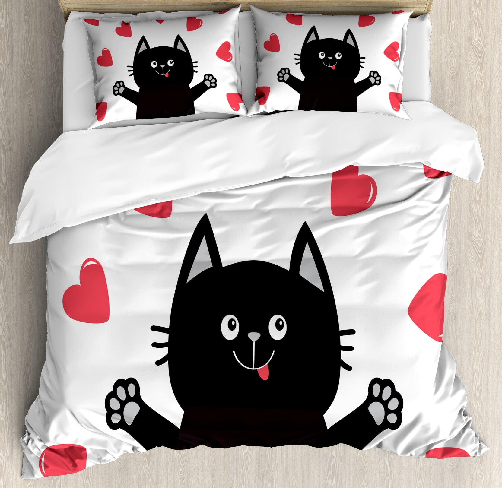 Funny Cat Patchwork 3-Piece Quilted Bedding Set NCU0PD631