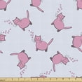thumbnail image 1 of Cat Lover Fabric by the Yard, Romantic Pink Cats in Cartoon Style Drawing with Little Hearts Kitty Whiskers, Decorative Upholstery Fabric for Sofas Home Accents, 2 Yards, Pale Grey Pink by Ambesonne, 1 of 4