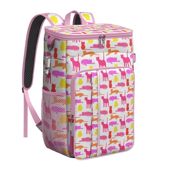 Cat Lover Gift Insulated Backpack Cooler – Leakproof Waterproof Lunch Bag with Cute Cat Pattern for Travel, Picnics & Hiking