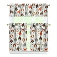 thumbnail image 1 of Cat Lover Gift Kitchen Curtains - 3 PC Set with Cats and Hearts Pattern Rod Pocket Panels, 1 of 5