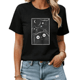 thumbnail image 1 of Cat Lover Gift Night Cats with Moon Graphic Tees Women's Mystical Minimalist Shirt, 1 of 4