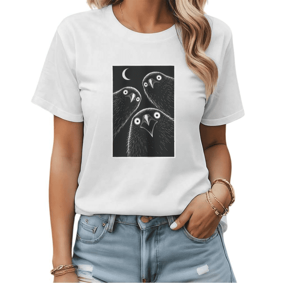 Cat Lover Gift Night Cats with Moon Graphic Tees Women's Mystical Minimalist Shirt