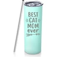 thumbnail image 1 of Cat Lover Gifts for Women Mothers Day Gifts for Cat Lovers Best Cat Mom Ever Gifts for Cat Lady 20Oz Travel Cup Christmas Birthday Presents for Cat Themed Lovers Green Wine Tumbler With Staw, 1 of 6