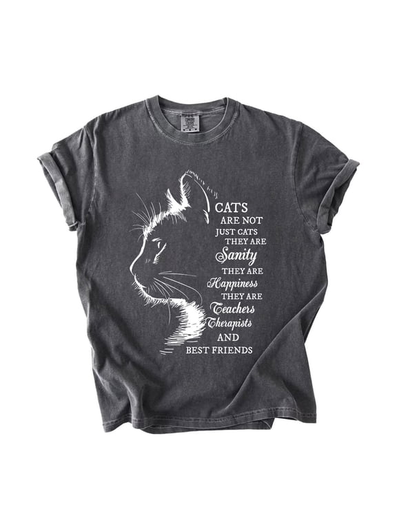 Cat Lover Graphic T-Shirt, Feline Therapy Inspirational Tee, Cat Mom Gift, Cute Kitty Quote Shirt