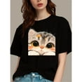 thumbnail image 1 of Cat Lover Graphic Tee Top Charming Print Fashion and Comfortable Casual Short Sleeve Round Neck Black S-5XL, 1 of 5